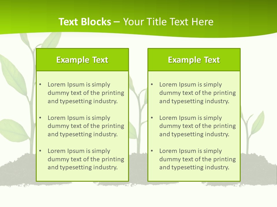 A Group Of Green Plants Growing Out Of Dirt PowerPoint Template
