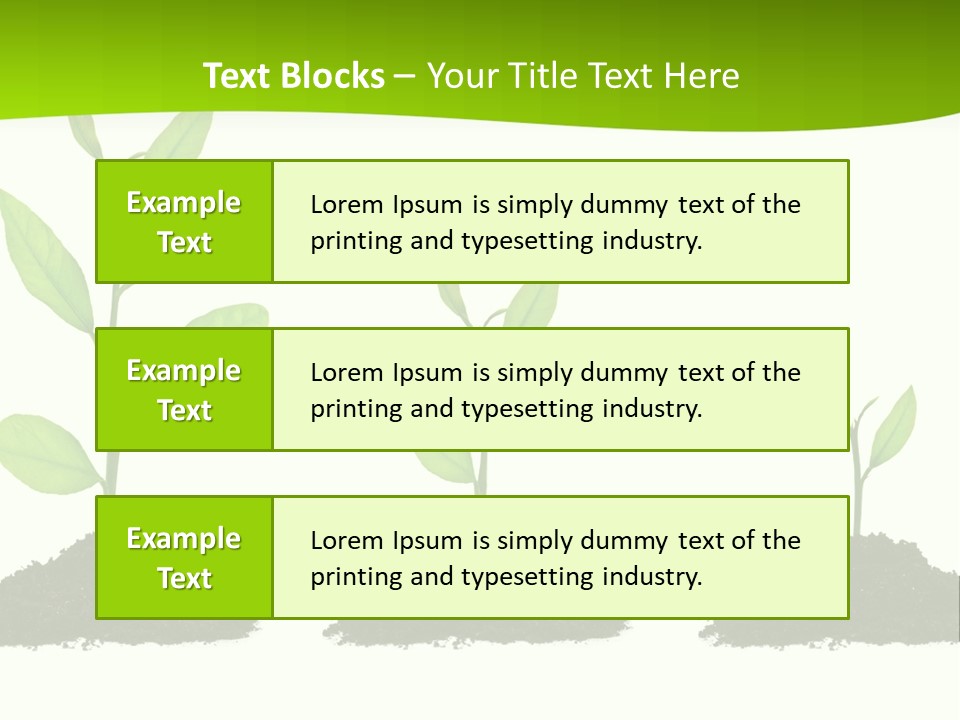 A Group Of Green Plants Growing Out Of Dirt PowerPoint Template