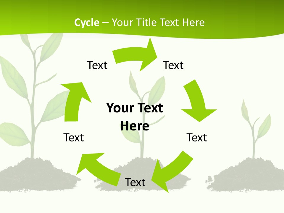 A Group Of Green Plants Growing Out Of Dirt PowerPoint Template