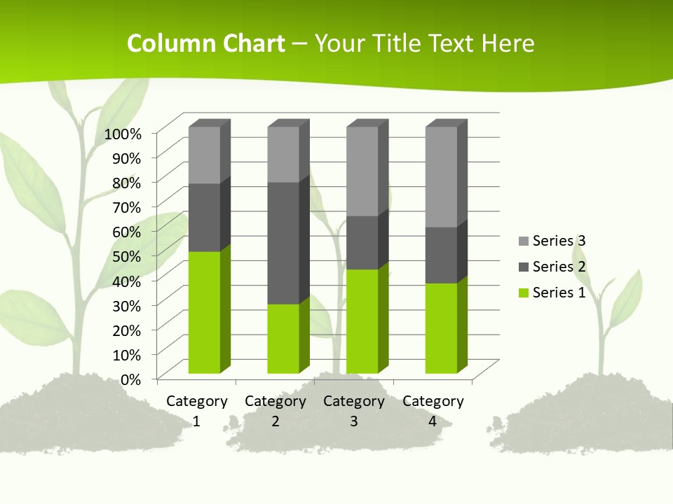 A Group Of Green Plants Growing Out Of Dirt PowerPoint Template