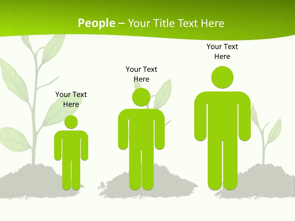 A Group Of Green Plants Growing Out Of Dirt PowerPoint Template