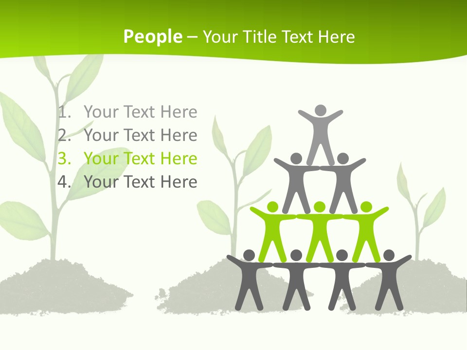 A Group Of Green Plants Growing Out Of Dirt PowerPoint Template