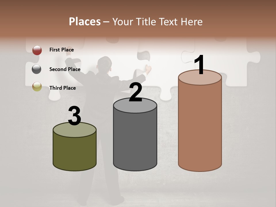 A Man In A Suit Holding A Puzzle Piece PowerPoint Template