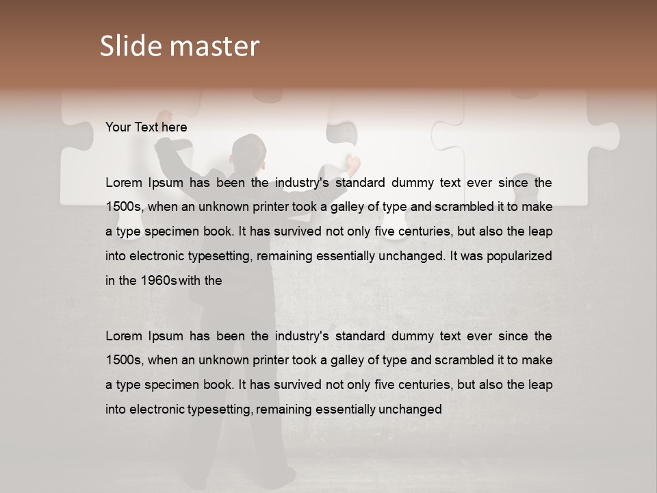 A Man In A Suit Holding A Puzzle Piece PowerPoint Template