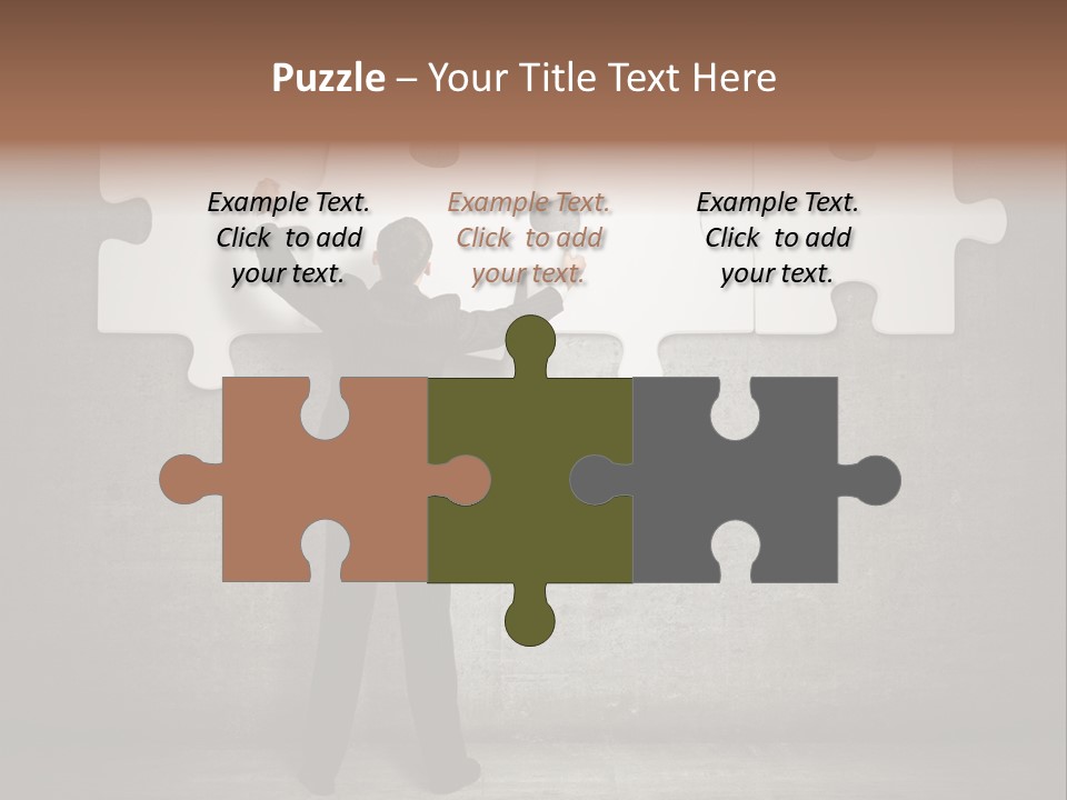 A Man In A Suit Holding A Puzzle Piece PowerPoint Template