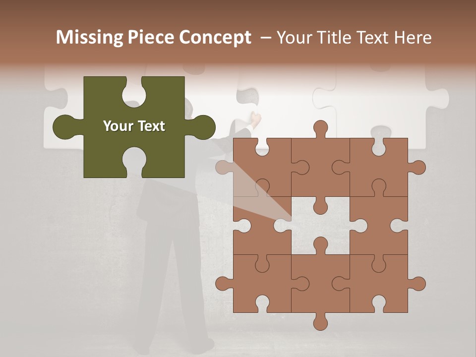 A Man In A Suit Holding A Puzzle Piece PowerPoint Template