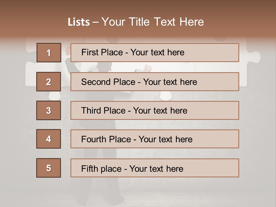 A Man In A Suit Holding A Puzzle Piece PowerPoint Template