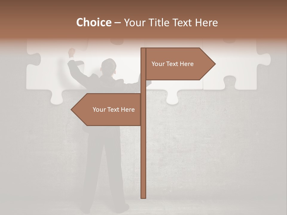 A Man In A Suit Holding A Puzzle Piece PowerPoint Template