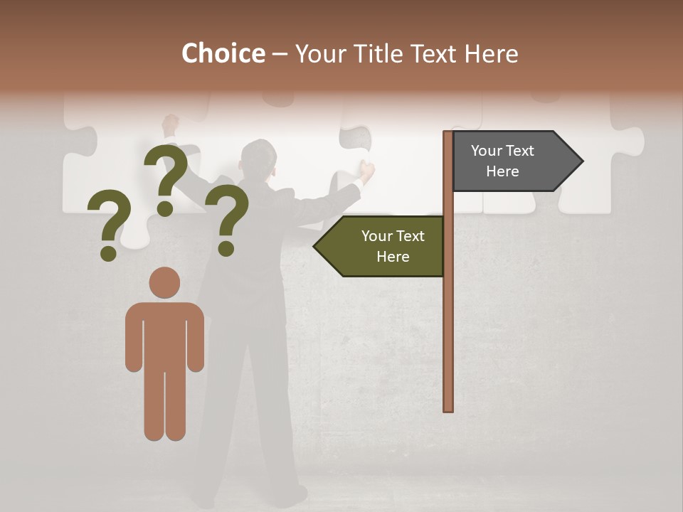 A Man In A Suit Holding A Puzzle Piece PowerPoint Template