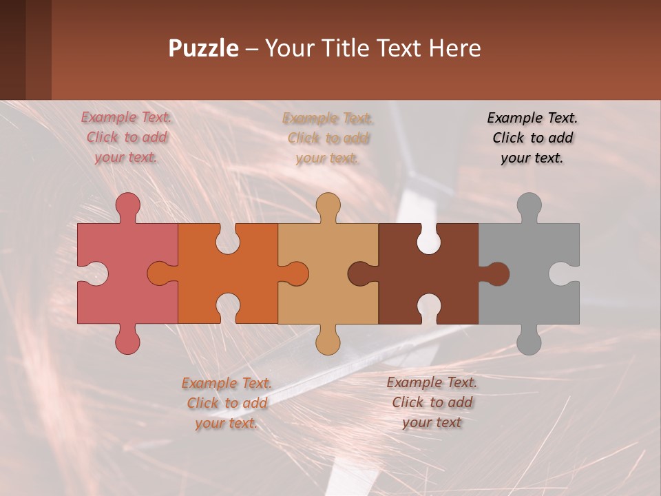 A Pair Of Scissors Cutting Hair On Top Of A Pile Of Red Hair PowerPoint Template