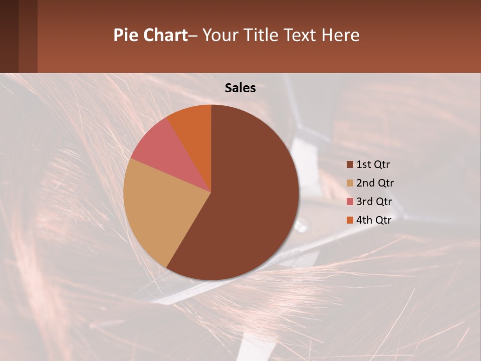 A Pair Of Scissors Cutting Hair On Top Of A Pile Of Red Hair PowerPoint Template