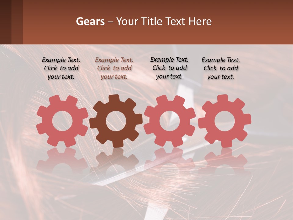 A Pair Of Scissors Cutting Hair On Top Of A Pile Of Red Hair PowerPoint Template