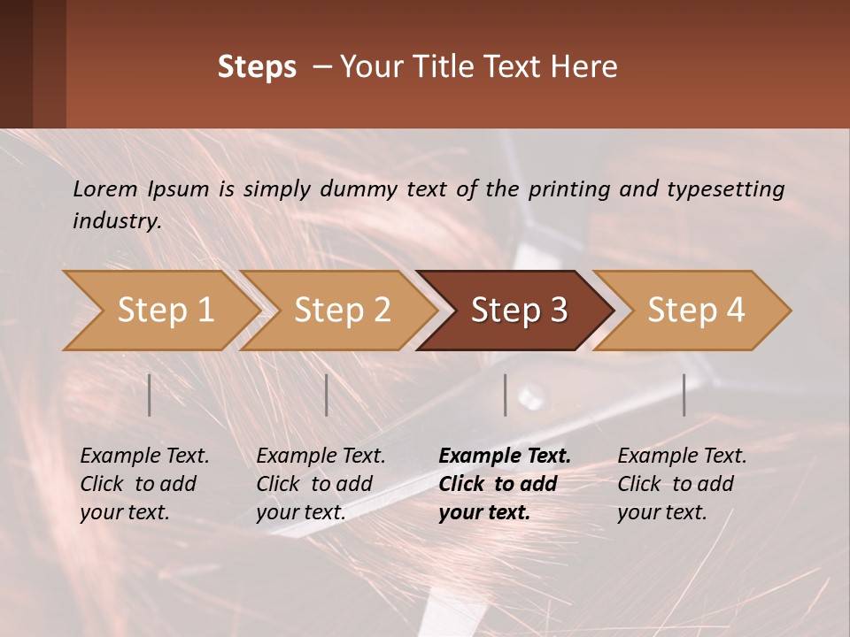 A Pair Of Scissors Cutting Hair On Top Of A Pile Of Red Hair PowerPoint Template