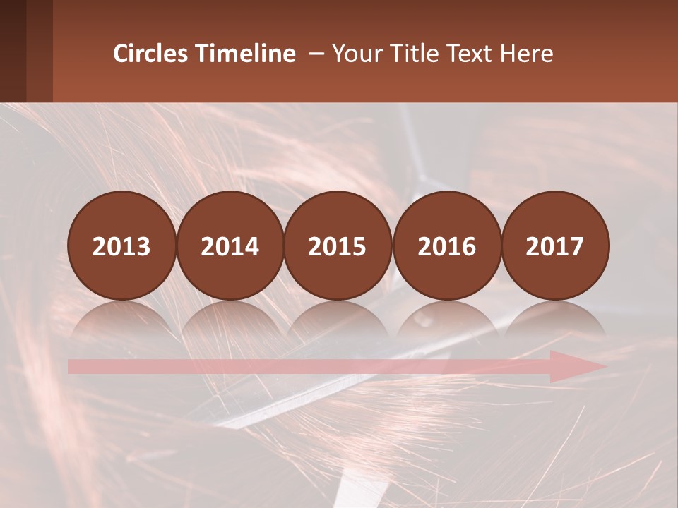 A Pair Of Scissors Cutting Hair On Top Of A Pile Of Red Hair PowerPoint Template