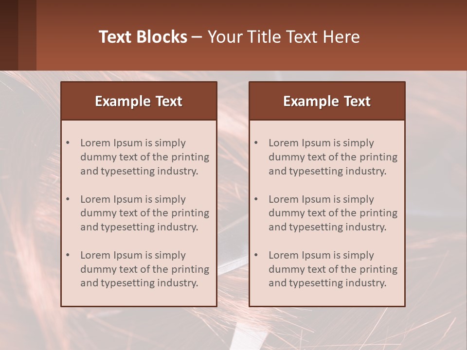 A Pair Of Scissors Cutting Hair On Top Of A Pile Of Red Hair PowerPoint Template