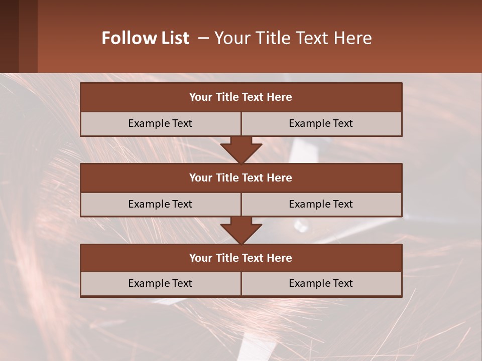 A Pair Of Scissors Cutting Hair On Top Of A Pile Of Red Hair PowerPoint Template