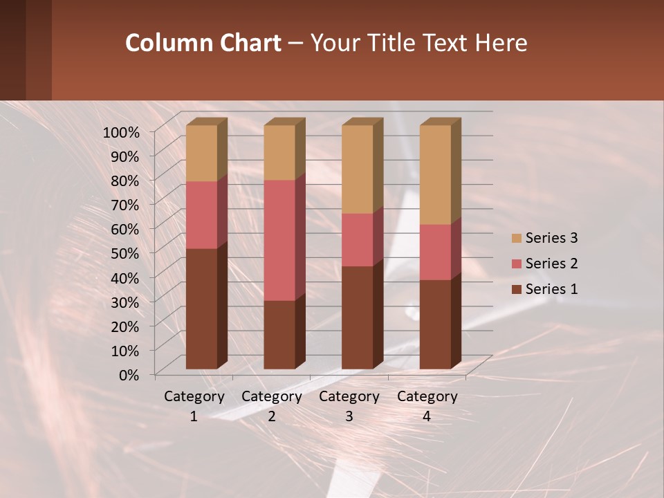 A Pair Of Scissors Cutting Hair On Top Of A Pile Of Red Hair PowerPoint Template