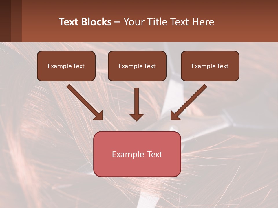 A Pair Of Scissors Cutting Hair On Top Of A Pile Of Red Hair PowerPoint Template