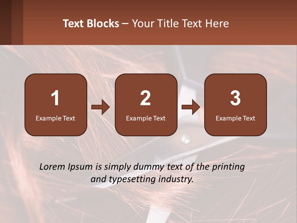 A Pair Of Scissors Cutting Hair On Top Of A Pile Of Red Hair PowerPoint Template