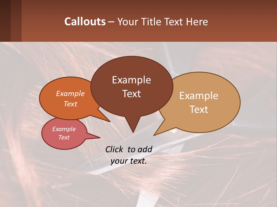 A Pair Of Scissors Cutting Hair On Top Of A Pile Of Red Hair PowerPoint Template