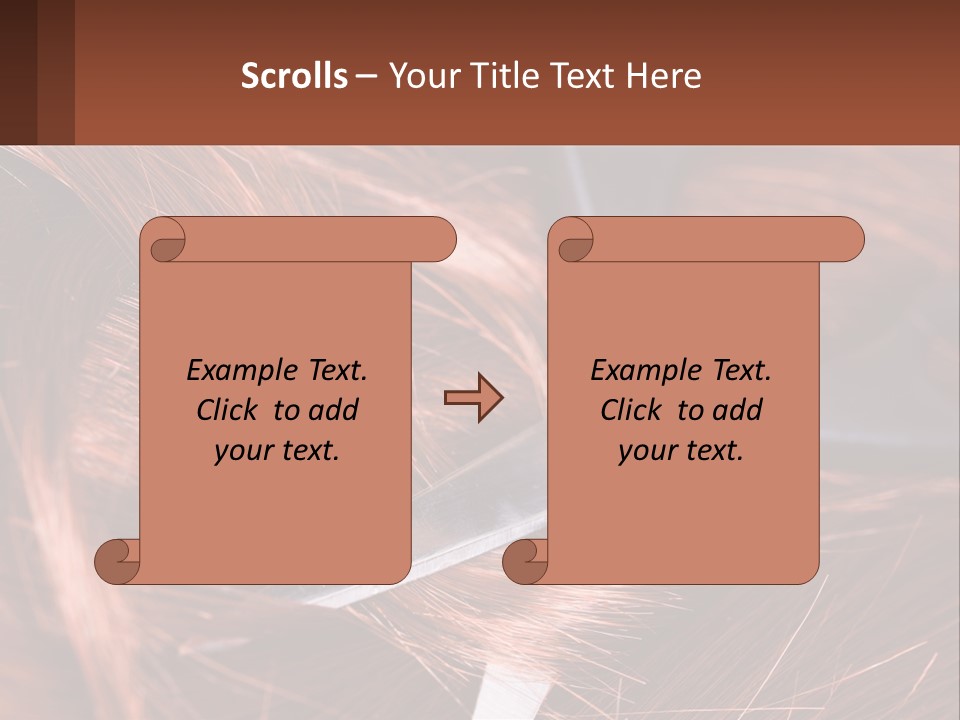A Pair Of Scissors Cutting Hair On Top Of A Pile Of Red Hair PowerPoint Template