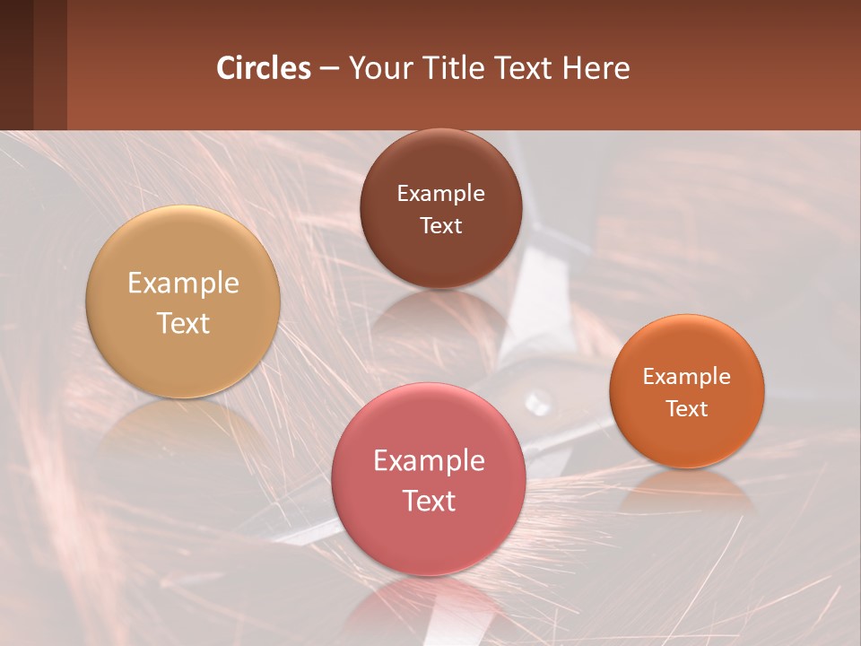 A Pair Of Scissors Cutting Hair On Top Of A Pile Of Red Hair PowerPoint Template