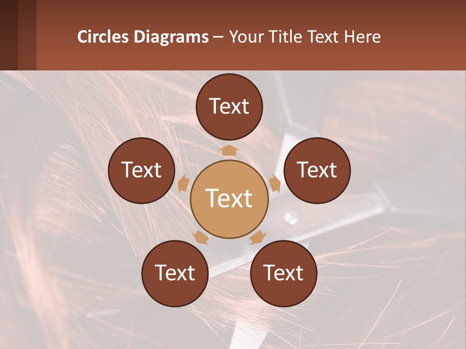 A Pair Of Scissors Cutting Hair On Top Of A Pile Of Red Hair PowerPoint Template