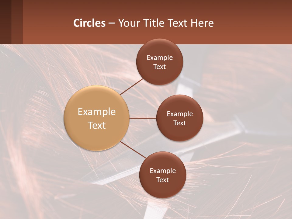 A Pair Of Scissors Cutting Hair On Top Of A Pile Of Red Hair PowerPoint Template