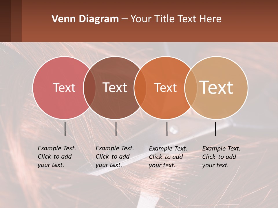 A Pair Of Scissors Cutting Hair On Top Of A Pile Of Red Hair PowerPoint Template