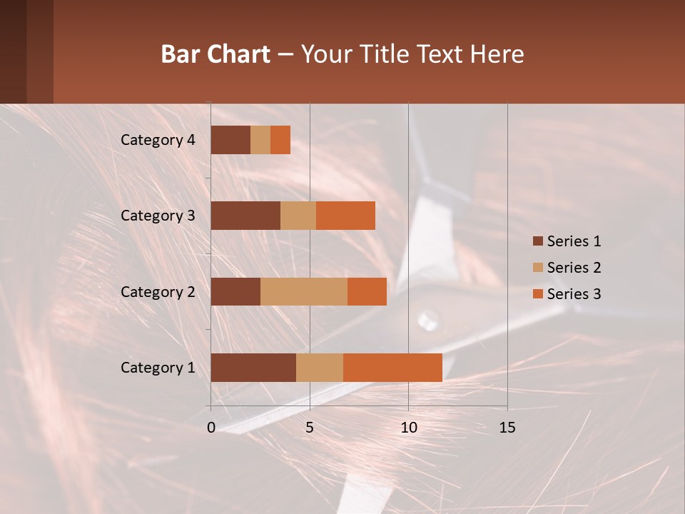 A Pair Of Scissors Cutting Hair On Top Of A Pile Of Red Hair PowerPoint Template