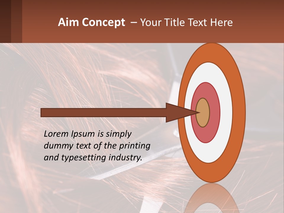 A Pair Of Scissors Cutting Hair On Top Of A Pile Of Red Hair PowerPoint Template