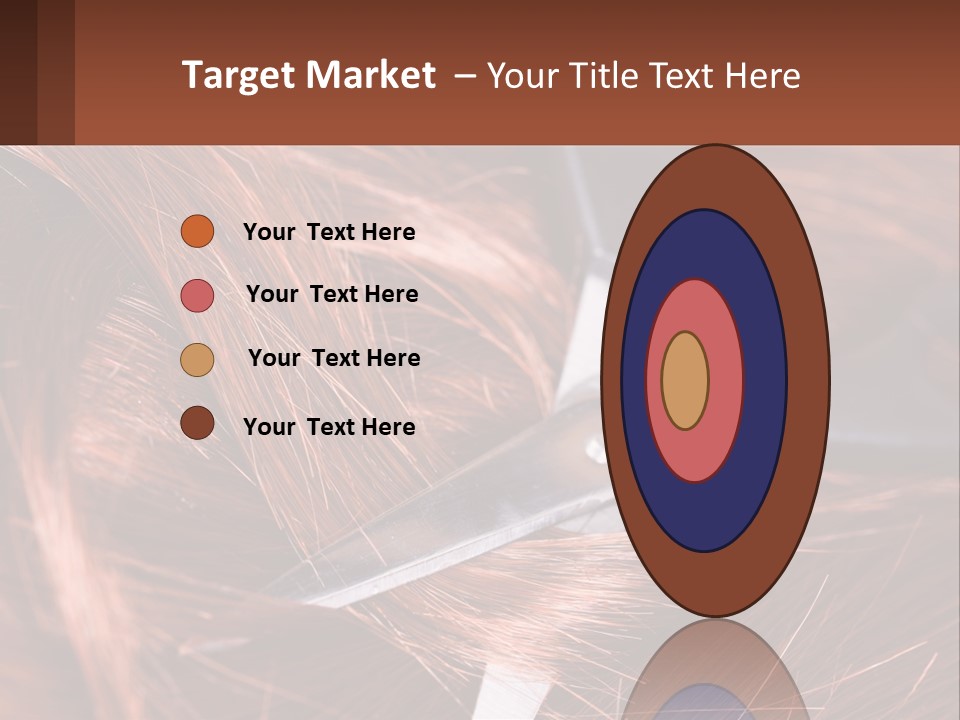 A Pair Of Scissors Cutting Hair On Top Of A Pile Of Red Hair PowerPoint Template