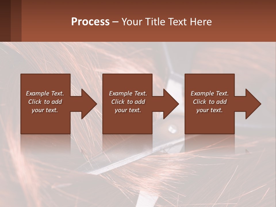 A Pair Of Scissors Cutting Hair On Top Of A Pile Of Red Hair PowerPoint Template