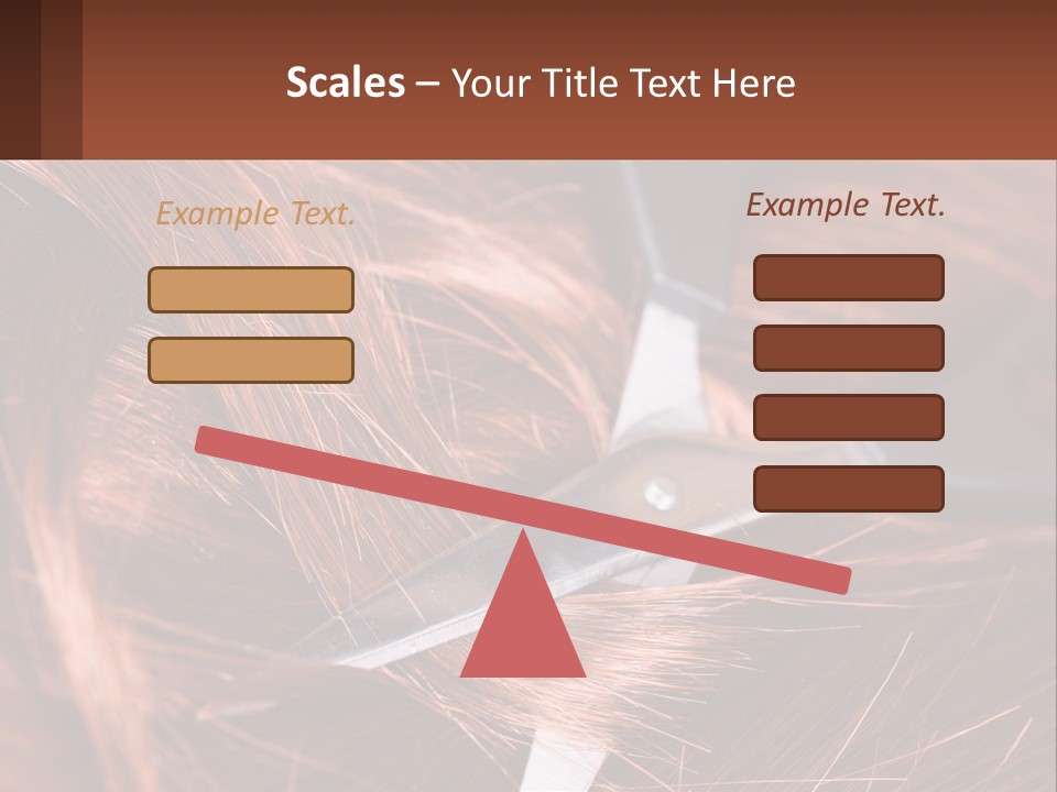 A Pair Of Scissors Cutting Hair On Top Of A Pile Of Red Hair PowerPoint Template