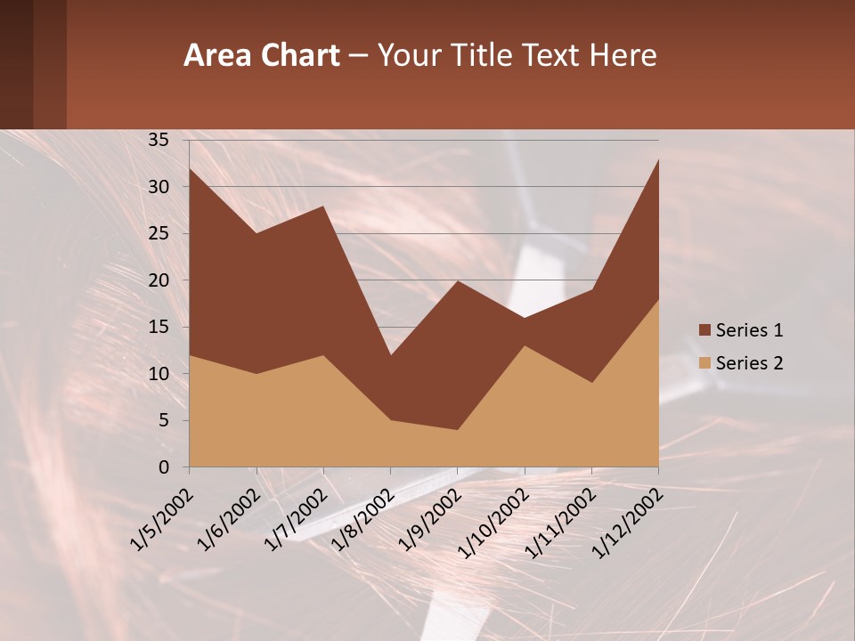 A Pair Of Scissors Cutting Hair On Top Of A Pile Of Red Hair PowerPoint Template