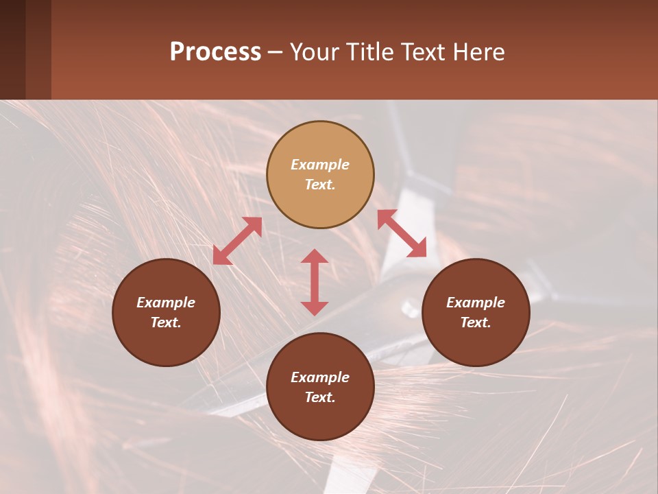 A Pair Of Scissors Cutting Hair On Top Of A Pile Of Red Hair PowerPoint Template