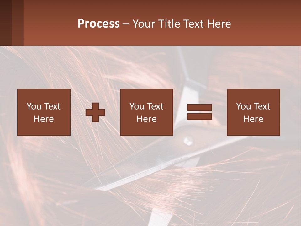 A Pair Of Scissors Cutting Hair On Top Of A Pile Of Red Hair PowerPoint Template