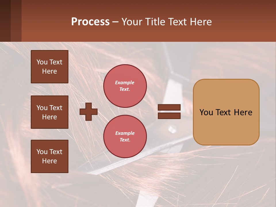 A Pair Of Scissors Cutting Hair On Top Of A Pile Of Red Hair PowerPoint Template