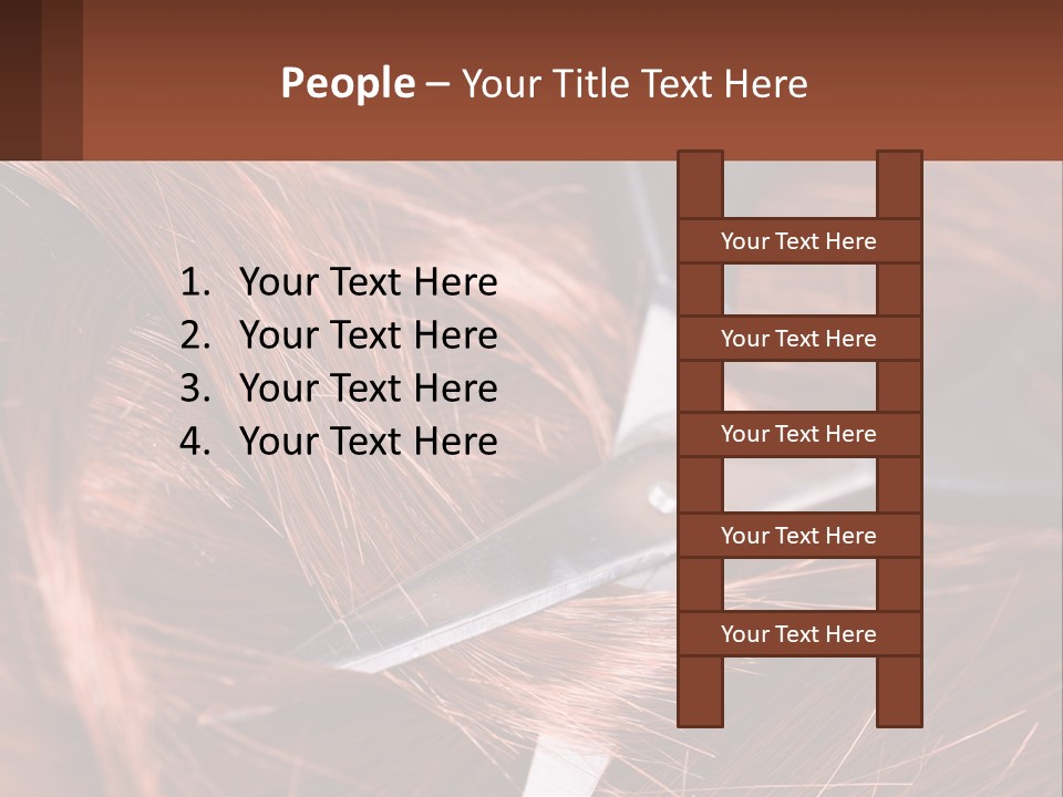 A Pair Of Scissors Cutting Hair On Top Of A Pile Of Red Hair PowerPoint Template