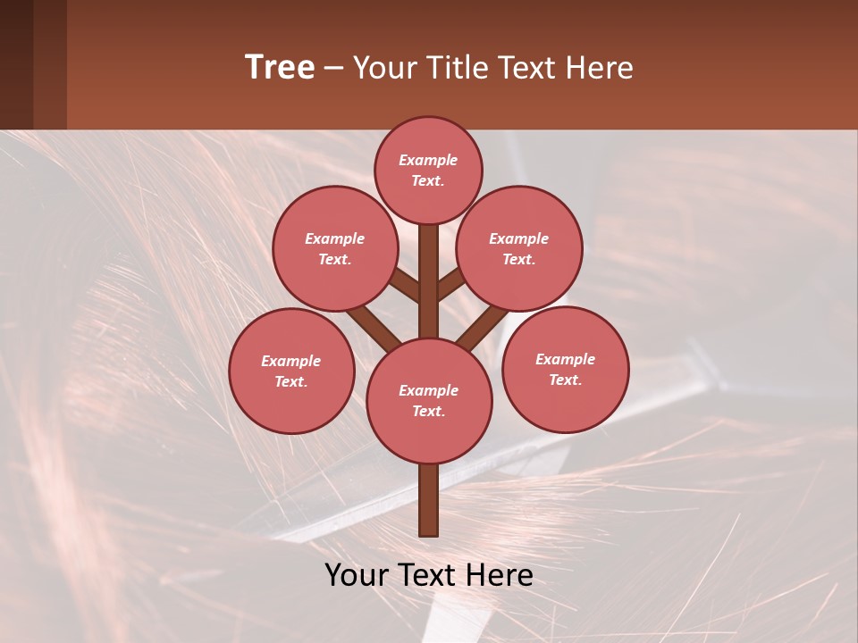 A Pair Of Scissors Cutting Hair On Top Of A Pile Of Red Hair PowerPoint Template