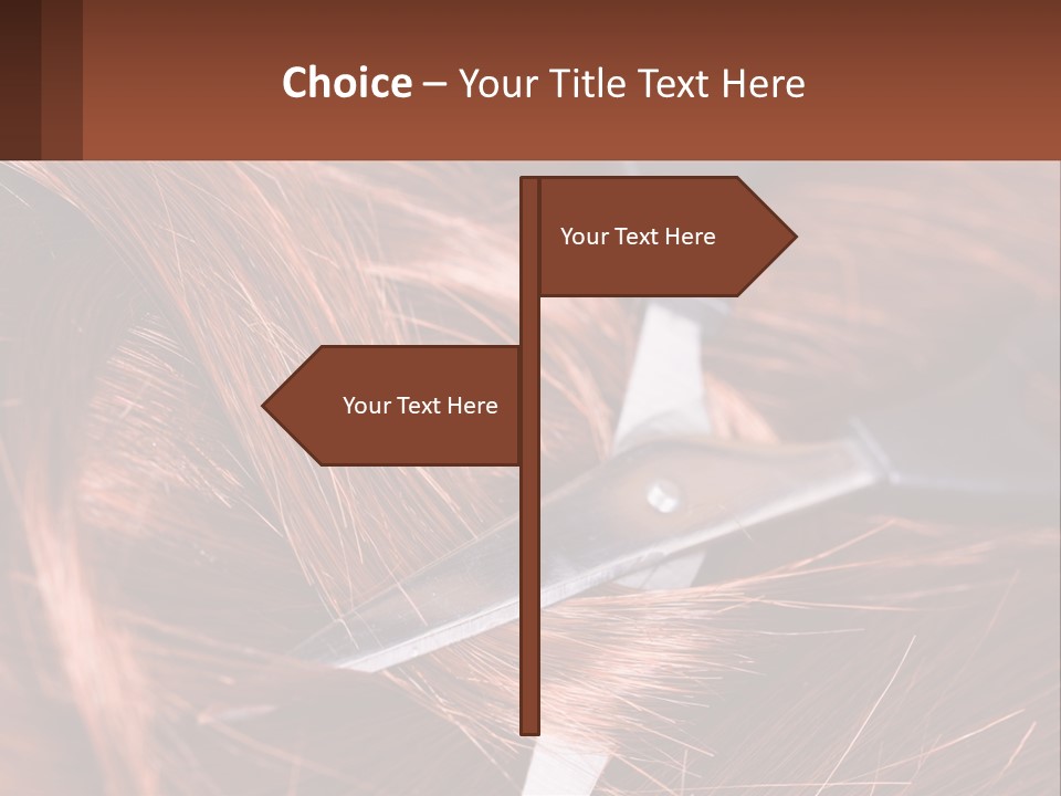 A Pair Of Scissors Cutting Hair On Top Of A Pile Of Red Hair PowerPoint Template
