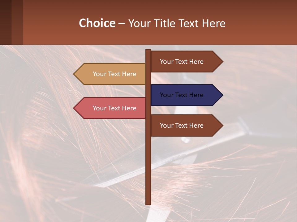 A Pair Of Scissors Cutting Hair On Top Of A Pile Of Red Hair PowerPoint Template