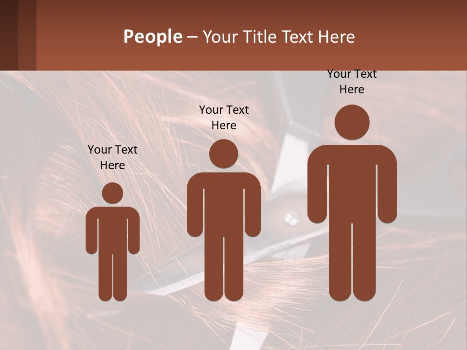 A Pair Of Scissors Cutting Hair On Top Of A Pile Of Red Hair PowerPoint Template