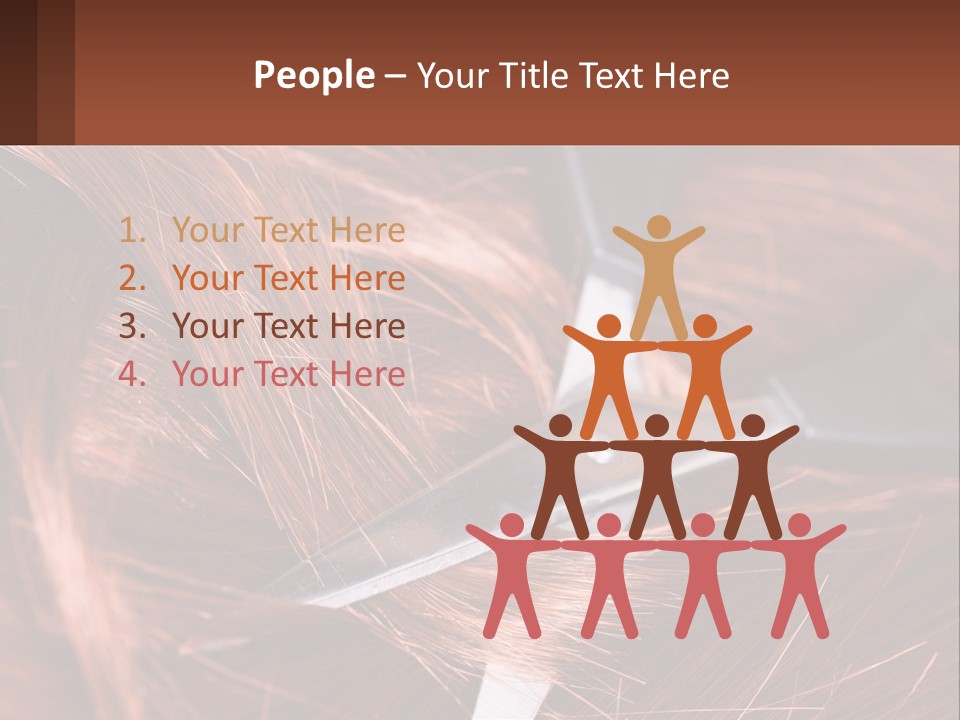 A Pair Of Scissors Cutting Hair On Top Of A Pile Of Red Hair PowerPoint Template