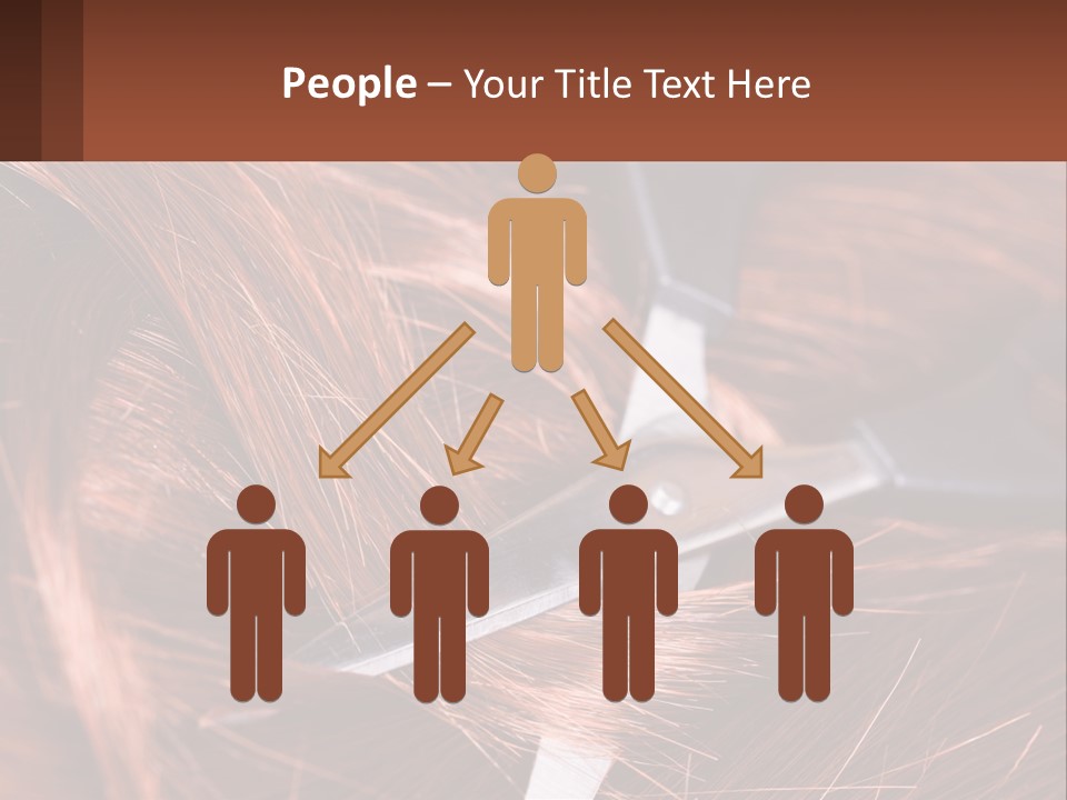 A Pair Of Scissors Cutting Hair On Top Of A Pile Of Red Hair PowerPoint Template