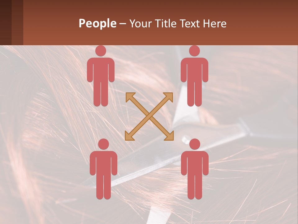 A Pair Of Scissors Cutting Hair On Top Of A Pile Of Red Hair PowerPoint Template