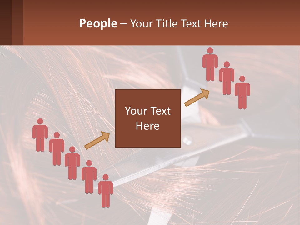 A Pair Of Scissors Cutting Hair On Top Of A Pile Of Red Hair PowerPoint Template