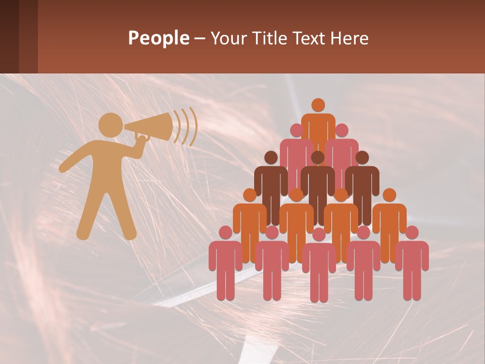 A Pair Of Scissors Cutting Hair On Top Of A Pile Of Red Hair PowerPoint Template