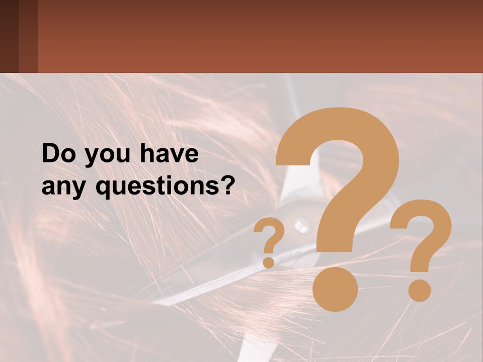 A Pair Of Scissors Cutting Hair On Top Of A Pile Of Red Hair PowerPoint Template