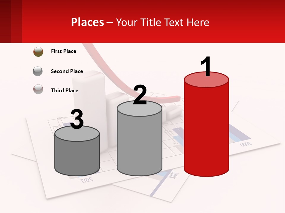 A Red Arrow On Top Of A Bar Chart PowerPoint Template